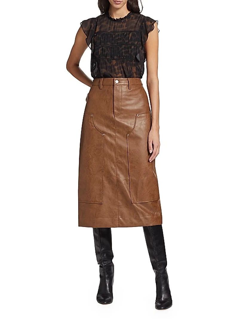 Amos Faux Leather Midi Skirt