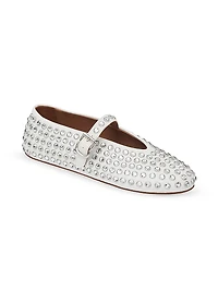Embellished Leather Mary Jane Flats