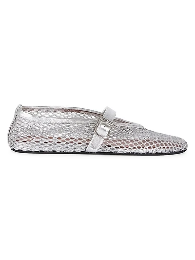 Metallic Mesh Mary Jane Ballerina Flats