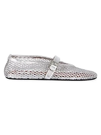 Metallic Mesh Mary Jane Ballerina Flats
