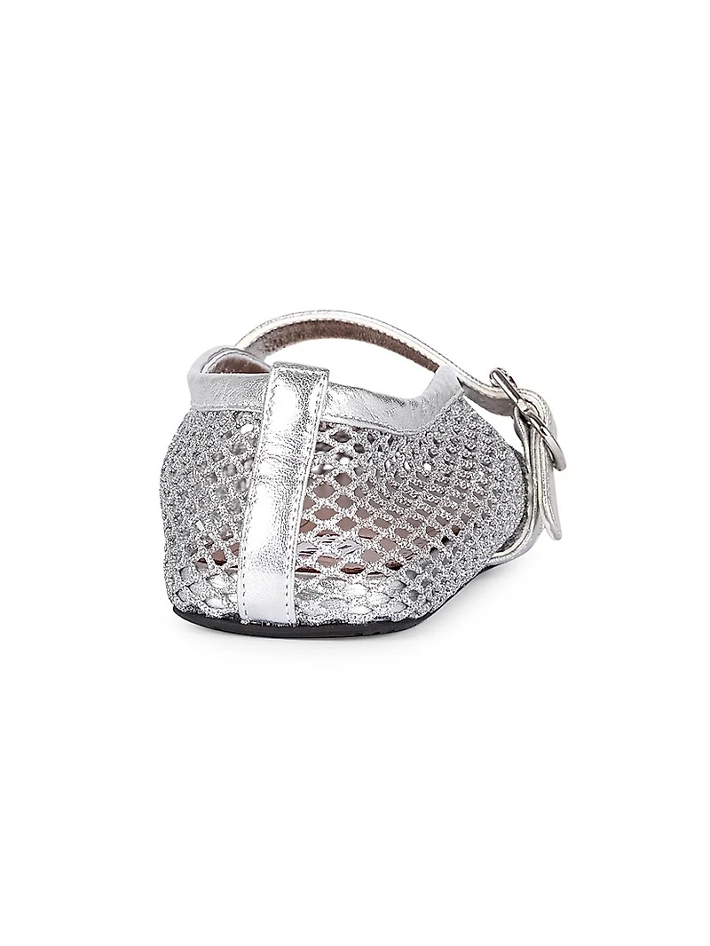 Metallic Mesh Mary Jane Ballerina Flats