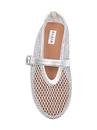 Metallic Mesh Mary Jane Ballerina Flats