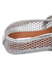 Metallic Mesh Mary Jane Ballerina Flats