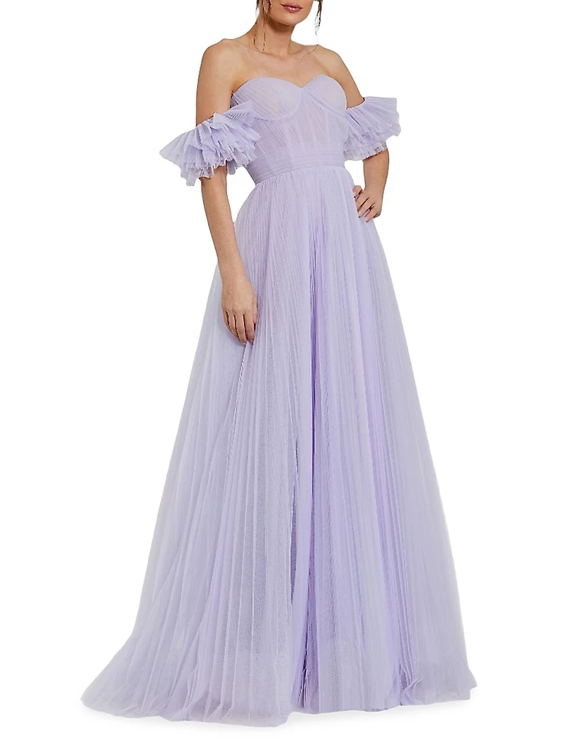 Off-The-Shoulder Tulle A-Line Gown