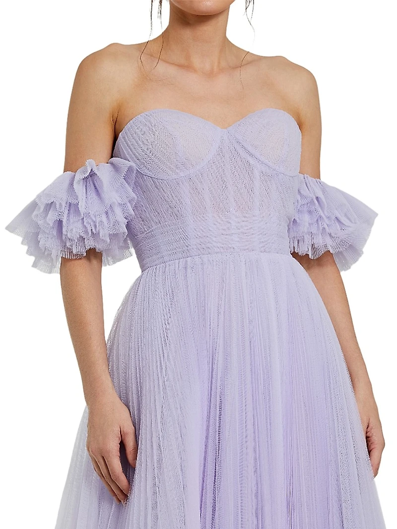 Off-The-Shoulder Tulle A-Line Gown