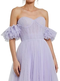 Off-The-Shoulder Tulle A-Line Gown