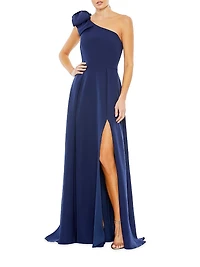 Bow Shoulder One-Shoulder A-Line Gown