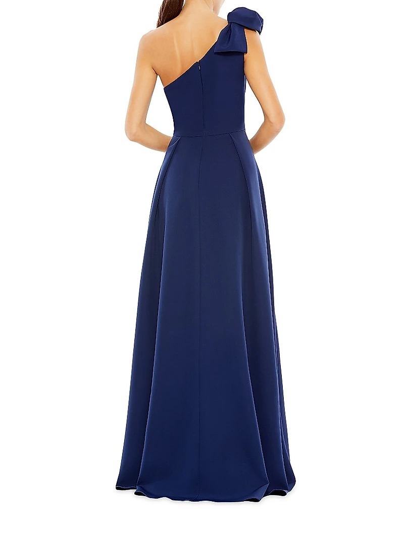 Bow Shoulder One-Shoulder A-Line Gown