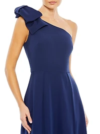 Bow Shoulder One-Shoulder A-Line Gown