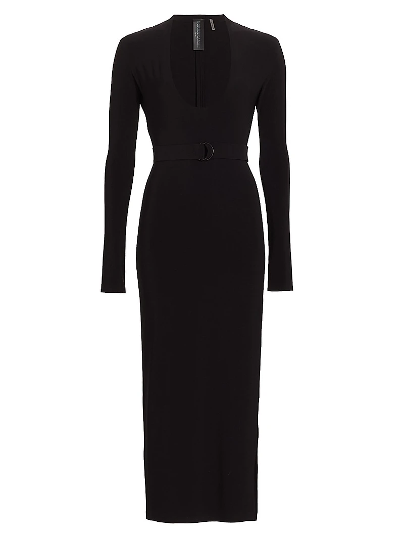 Belted Scoop-Neck Maxi Dress