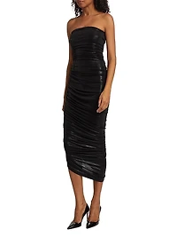 Diana Strapless Ruched Lamé Dress