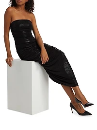Diana Strapless Ruched Lamé Dress