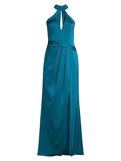 Draped Satin Halterneck Gown