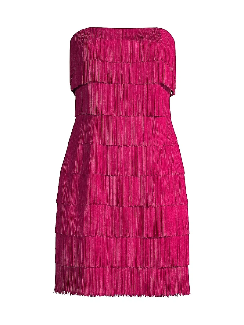 Tiered Fringe Strapless Minidress