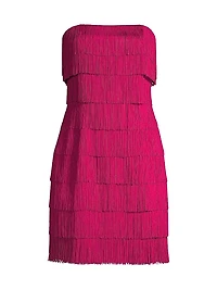 Tiered Fringe Strapless Minidress