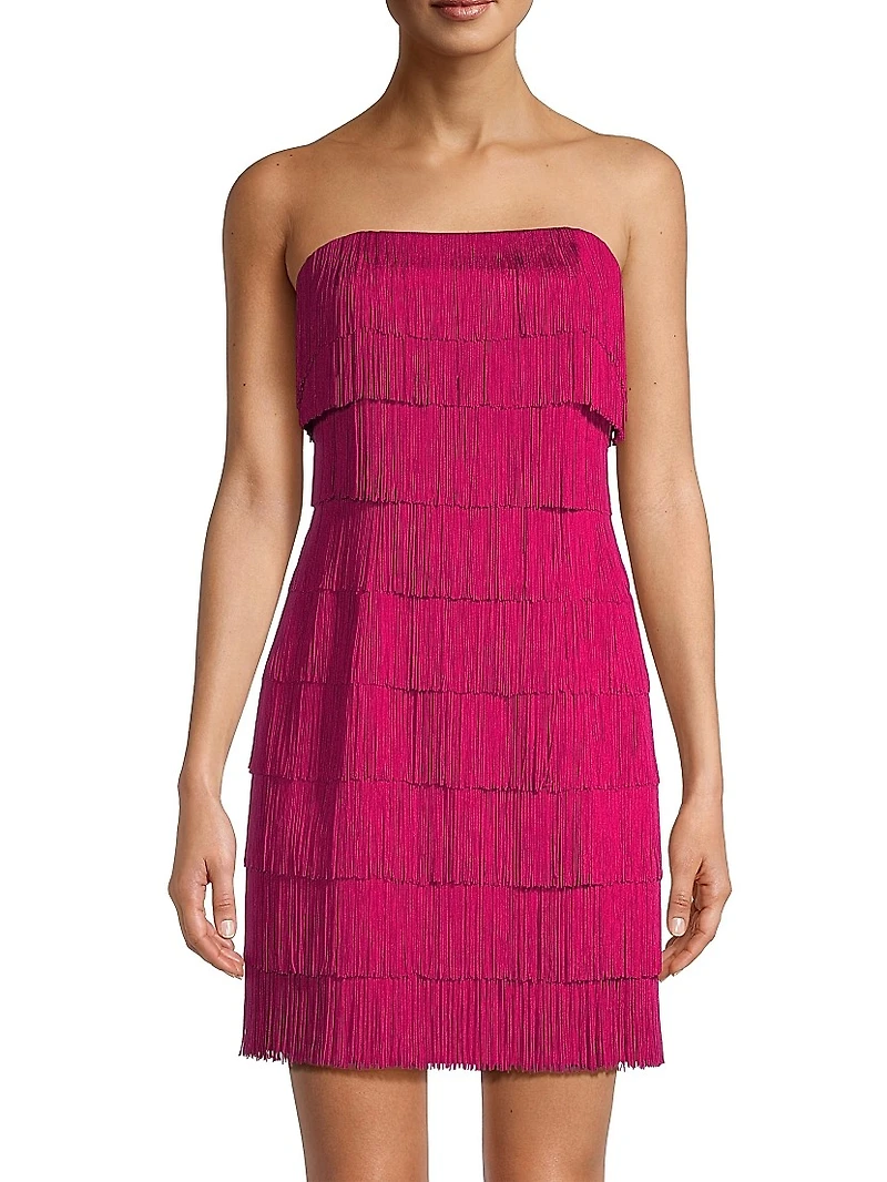 Tiered Fringe Strapless Minidress