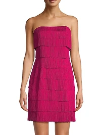 Tiered Fringe Strapless Minidress