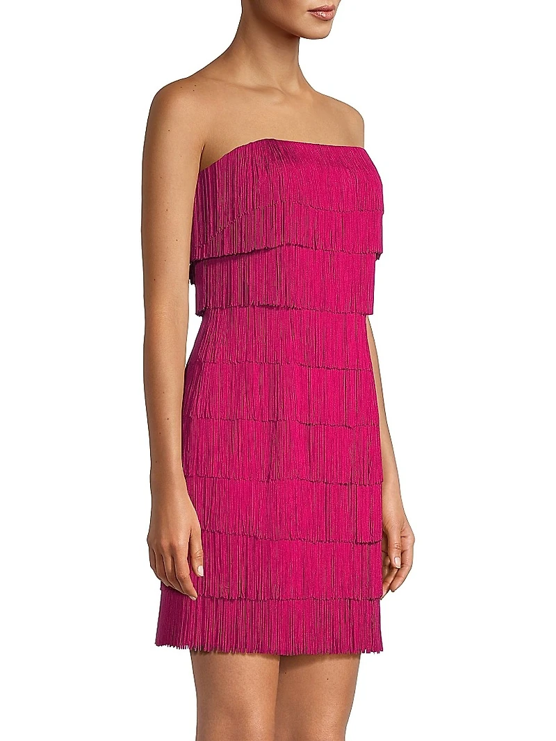 Tiered Fringe Strapless Minidress