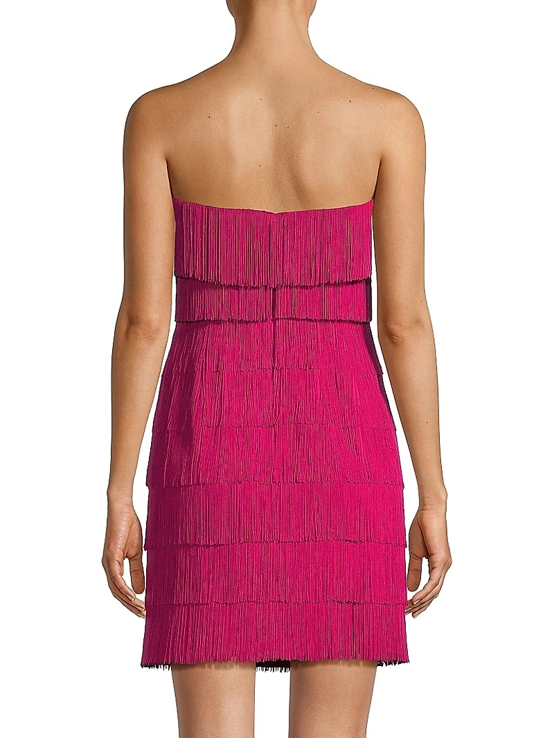 Tiered Fringe Strapless Minidress