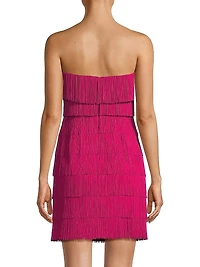 Tiered Fringe Strapless Minidress