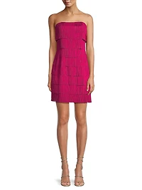 Tiered Fringe Strapless Minidress