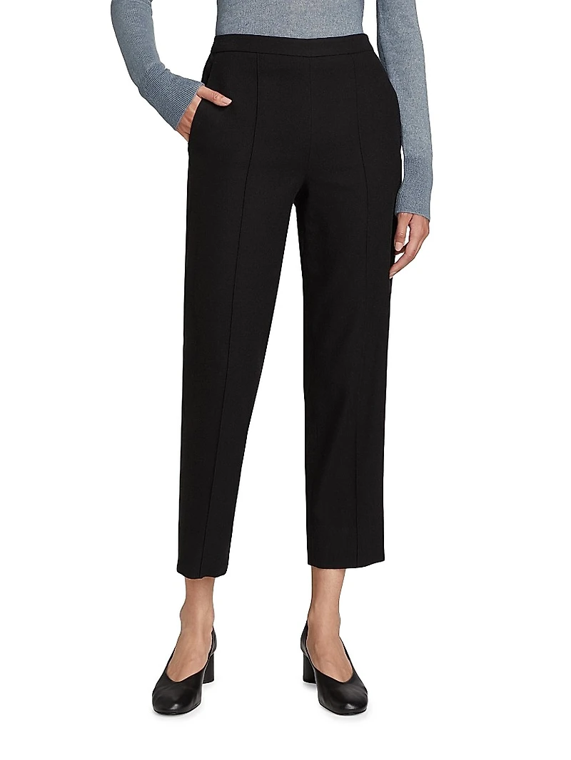 Brushed Wool-Blend Straight-Leg Pants