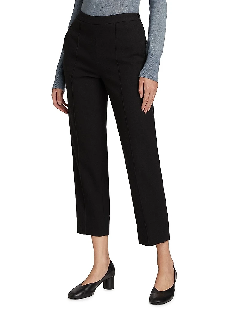 Brushed Wool-Blend Straight-Leg Pants