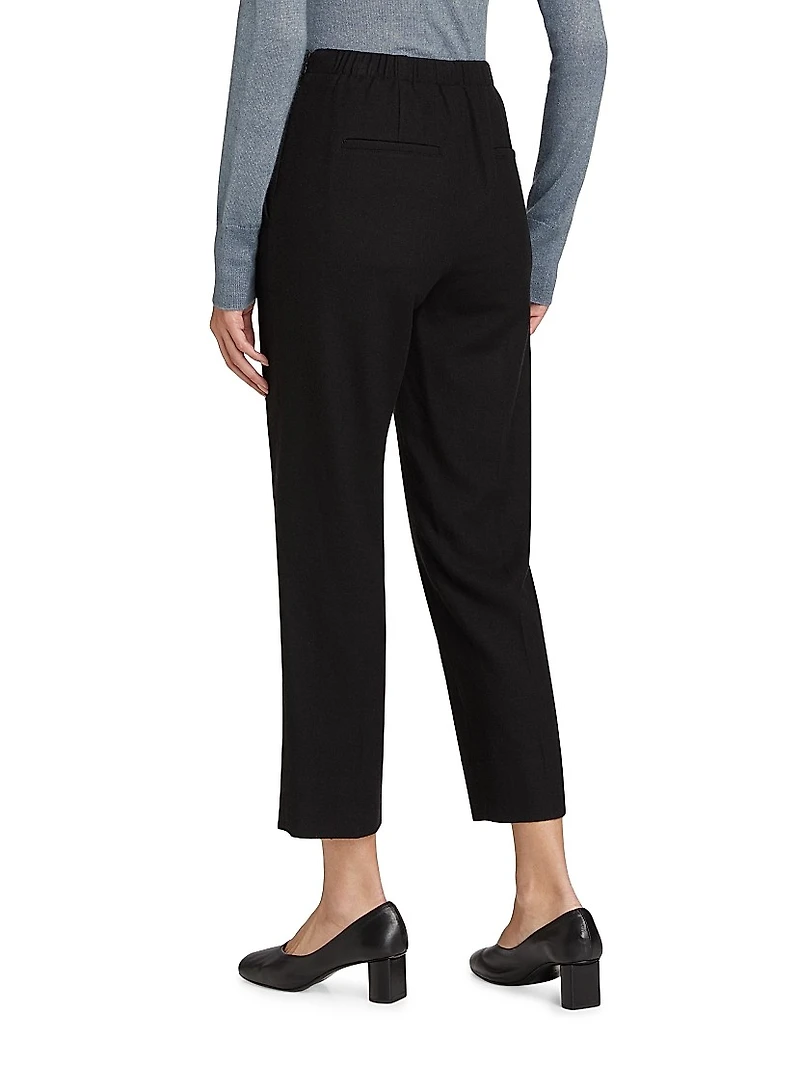 Brushed Wool-Blend Straight-Leg Pants