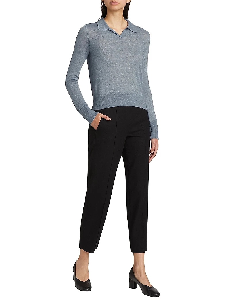 Brushed Wool-Blend Straight-Leg Pants