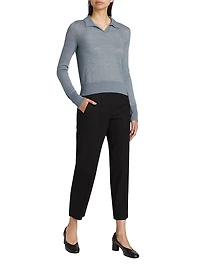 Brushed Wool-Blend Straight-Leg Pants