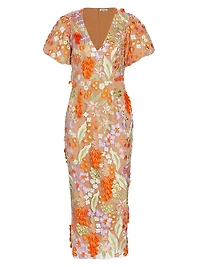 Remix Floral Embroidered Midi-Dress