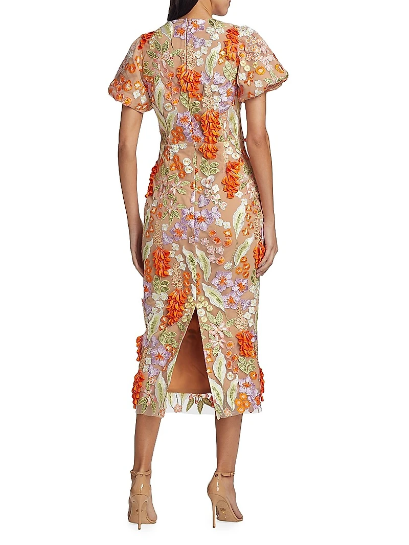Remix Floral Embroidered Midi-Dress