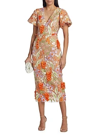Remix Floral Embroidered Midi-Dress