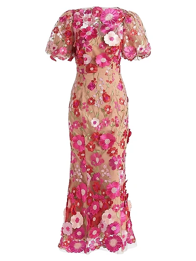 Ingrid Floral-Embroidered Midi-Dress