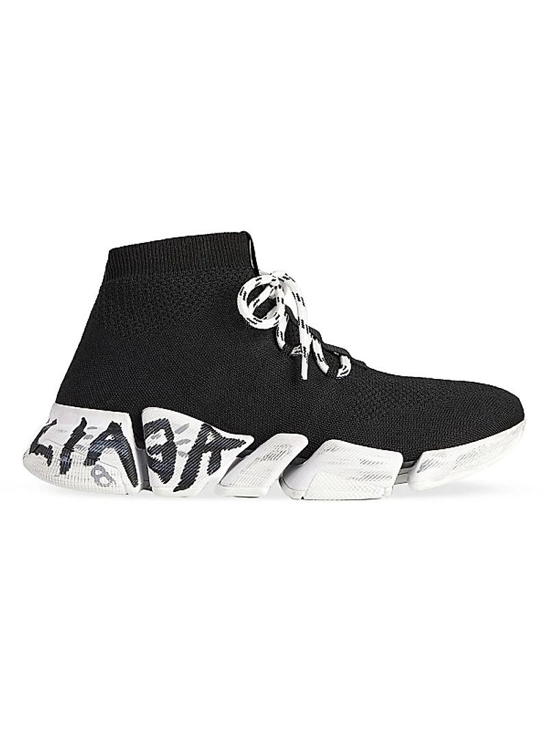 Speed 2.0 Lace-Up Graffiti Recycled Knit Sneakers