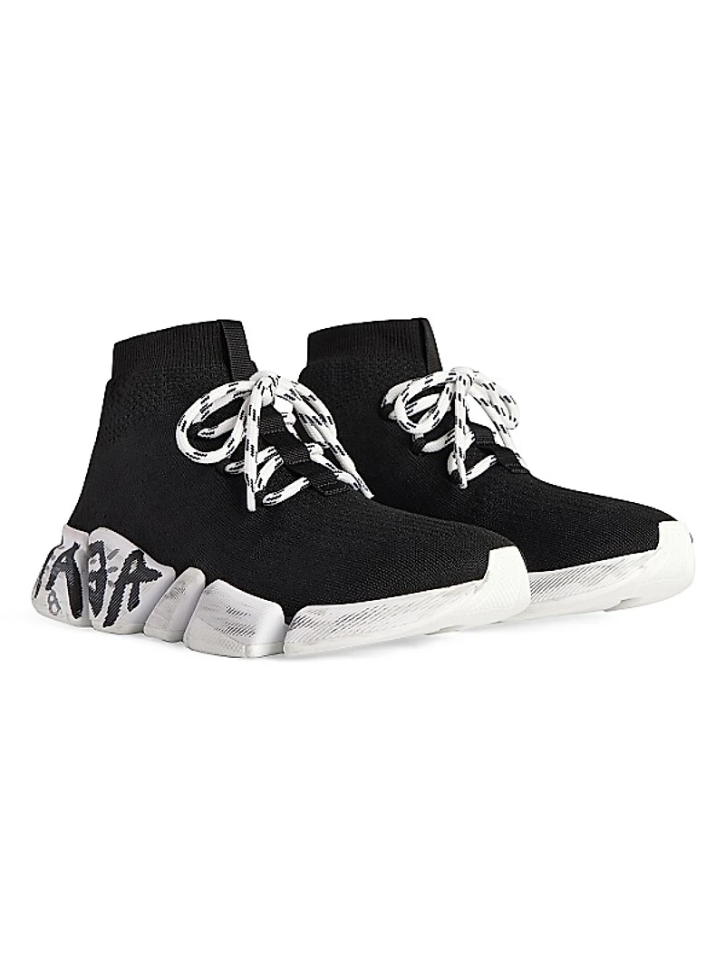 Speed 2.0 Lace-Up Graffiti Recycled Knit Sneakers