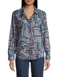 Mosaic Crinkled Cotton Shirt