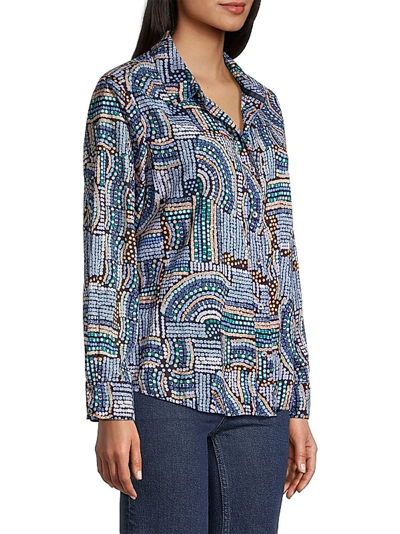 Mosaic Crinkled Cotton Shirt