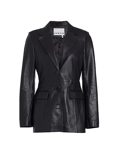 Leather Single-Breasted Blazer