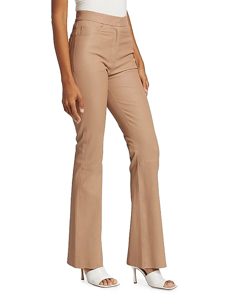 Stretch Leather Flared Pants
