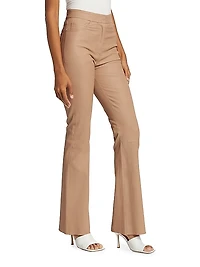Stretch Leather Flared Pants