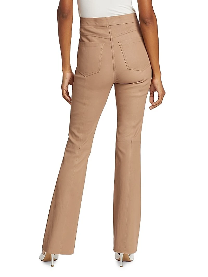Stretch Leather Flared Pants