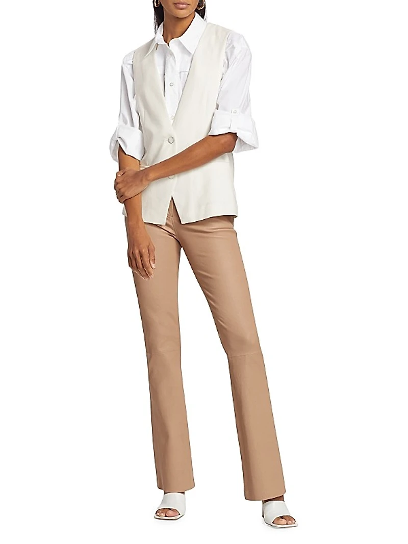 Stretch Leather Flared Pants