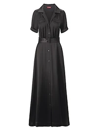 Millie Satin Belted Maxi Shirtdress