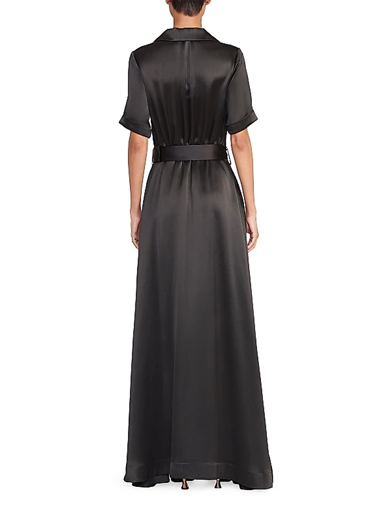 Millie Satin Belted Maxi Shirtdress