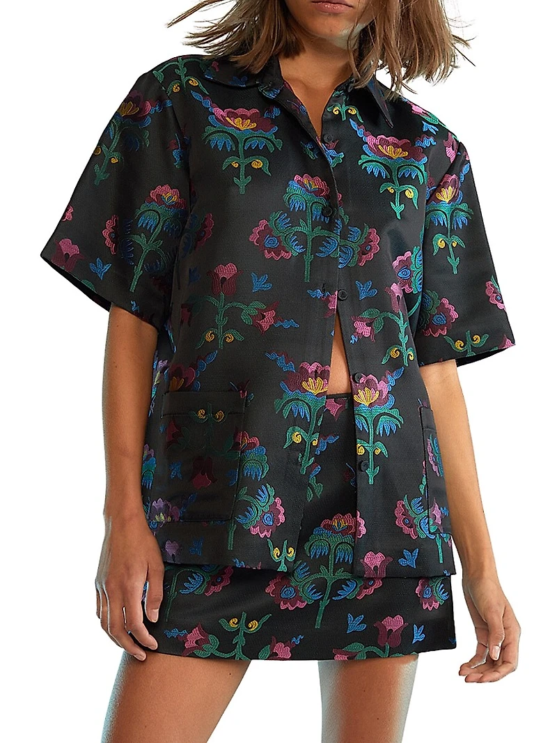 Floral Jacquard Miniskirt