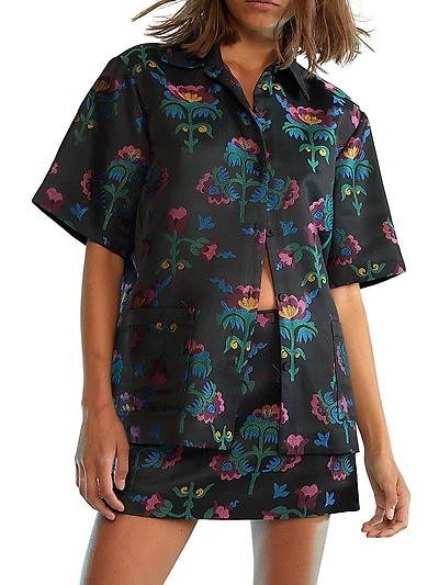 Floral Jacquard Miniskirt