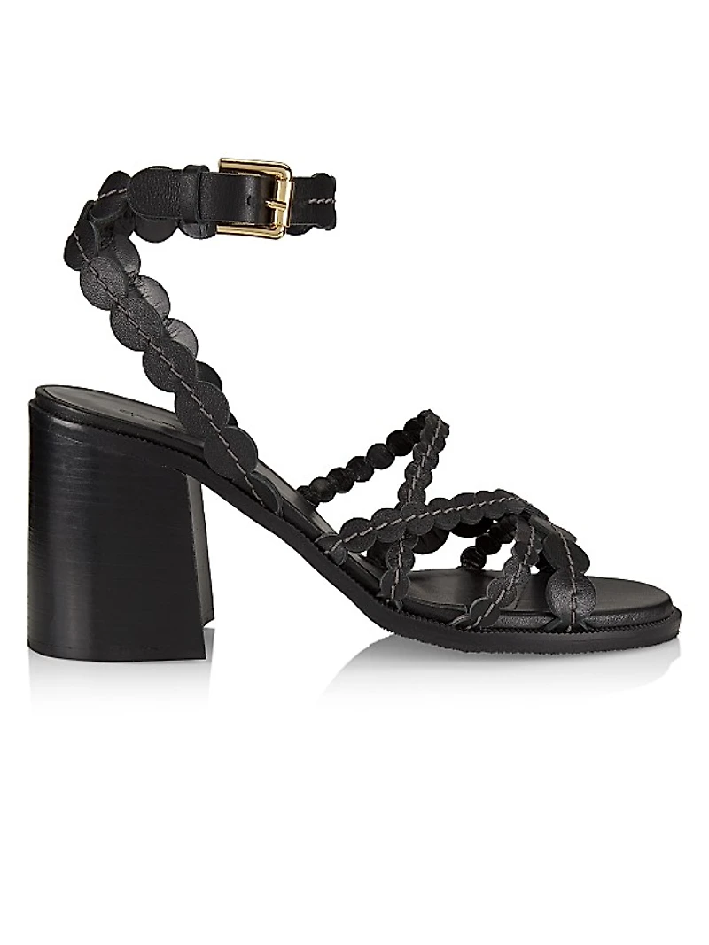 Kaddy 80MM Leather Block-Heel Sandals