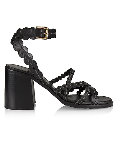 Kaddy 80MM Leather Block-Heel Sandals