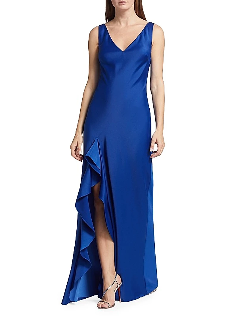 Ashylynn Satin Ruffled Gown